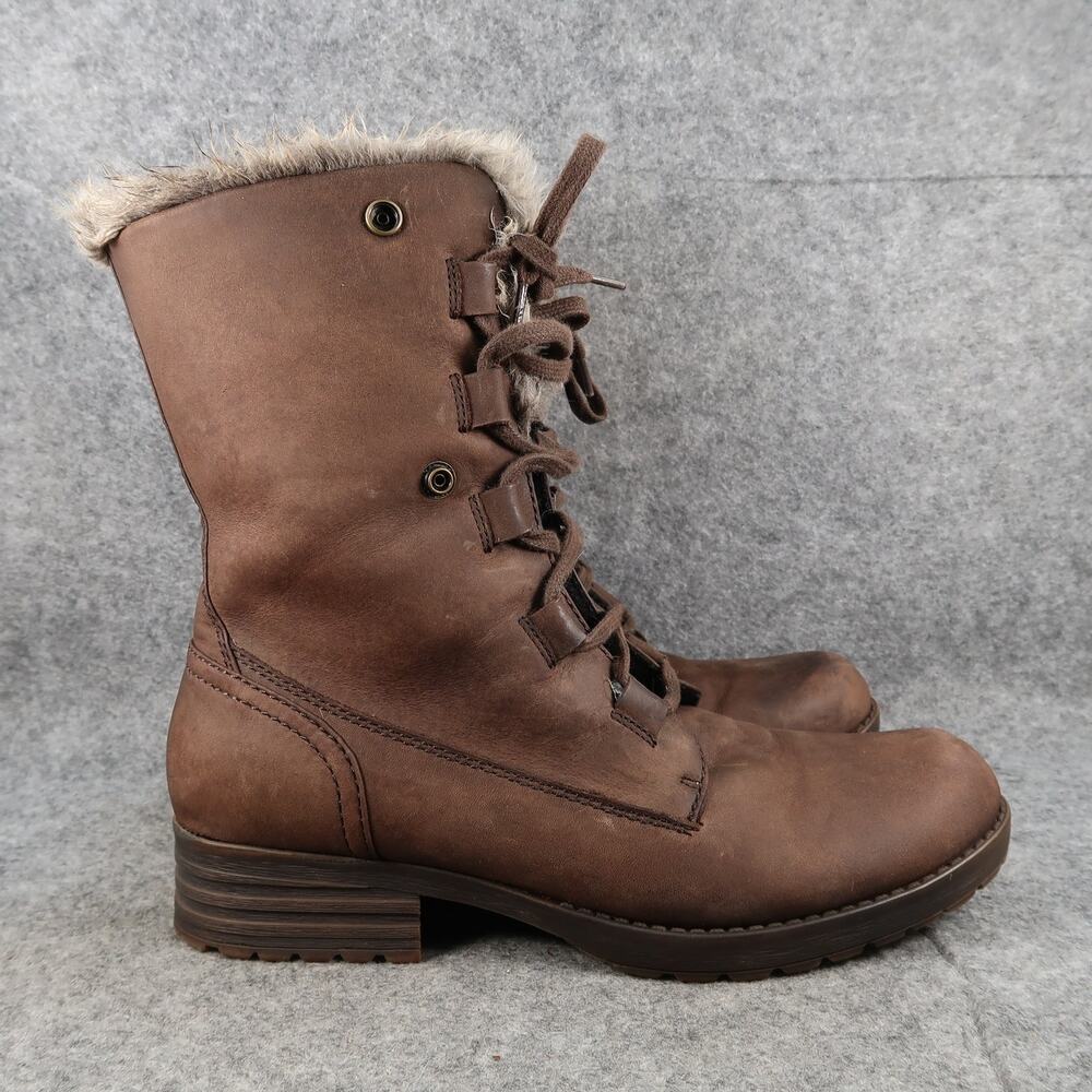 Abeo Shoes Womens 10 Boots Helena Leather Winter Waterproof Snow Warm Lace Up